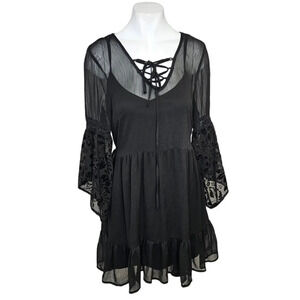 Band of Gypsies Layered Dress  Velvet Black Size Small